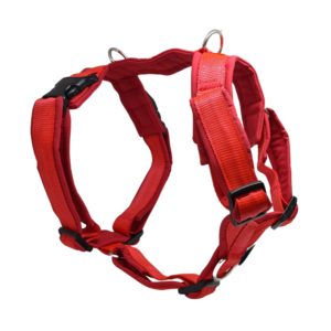 harnais chien rouge 3d réglable 3 anneaux attache 4dox muzoplus