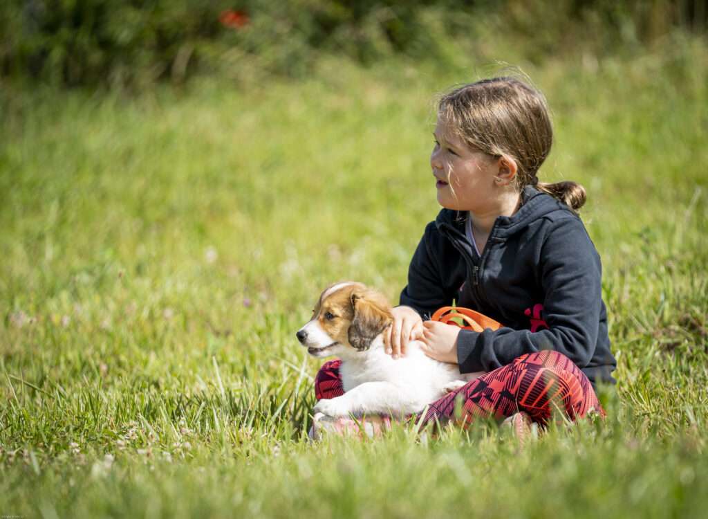 enfant avec un chiot